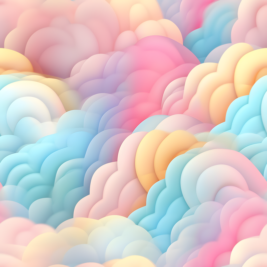 Puffy Cotton Candy Clouds 12x12 Patterned Vinyl Sheet