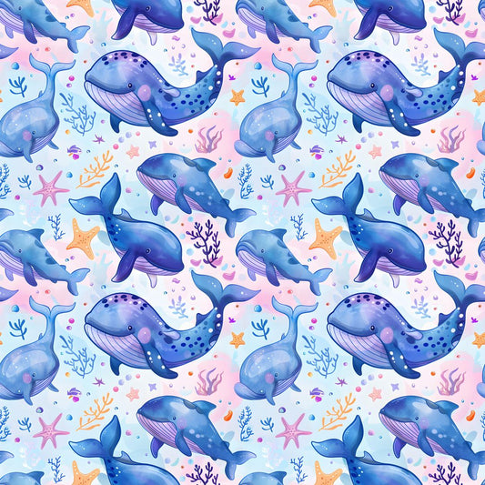 Watercolor Blue Whales 12x12 Patterned Vinyl Sheet