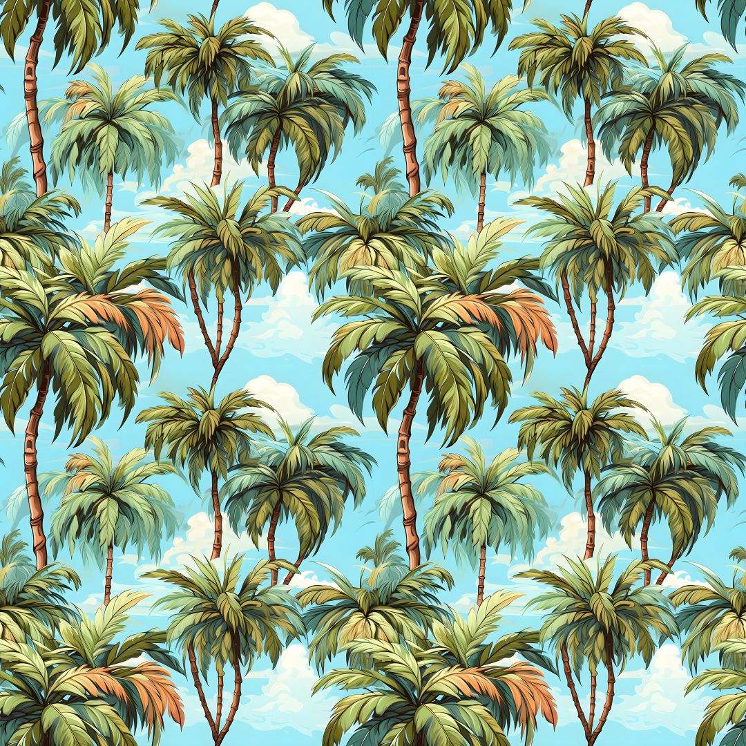 Blue Skies & Palm Trees 12x12 Patterned Vinyl Sheet