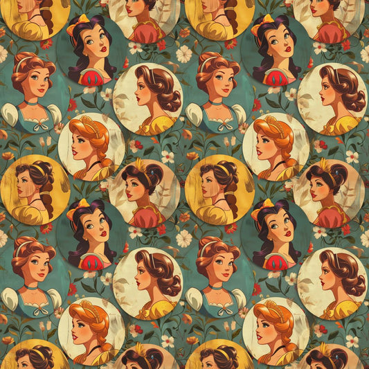 Retro Princesses 12x12 Patterned Vinyl Sheet