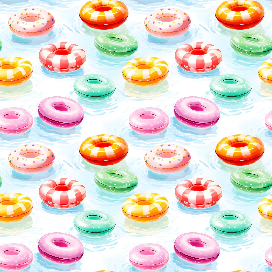 Colorful Pool Floats 12x12 Patterned Vinyl Sheet