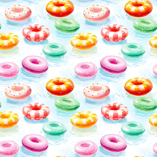 Colorful Pool Floats 12x12 Patterned Vinyl Sheet