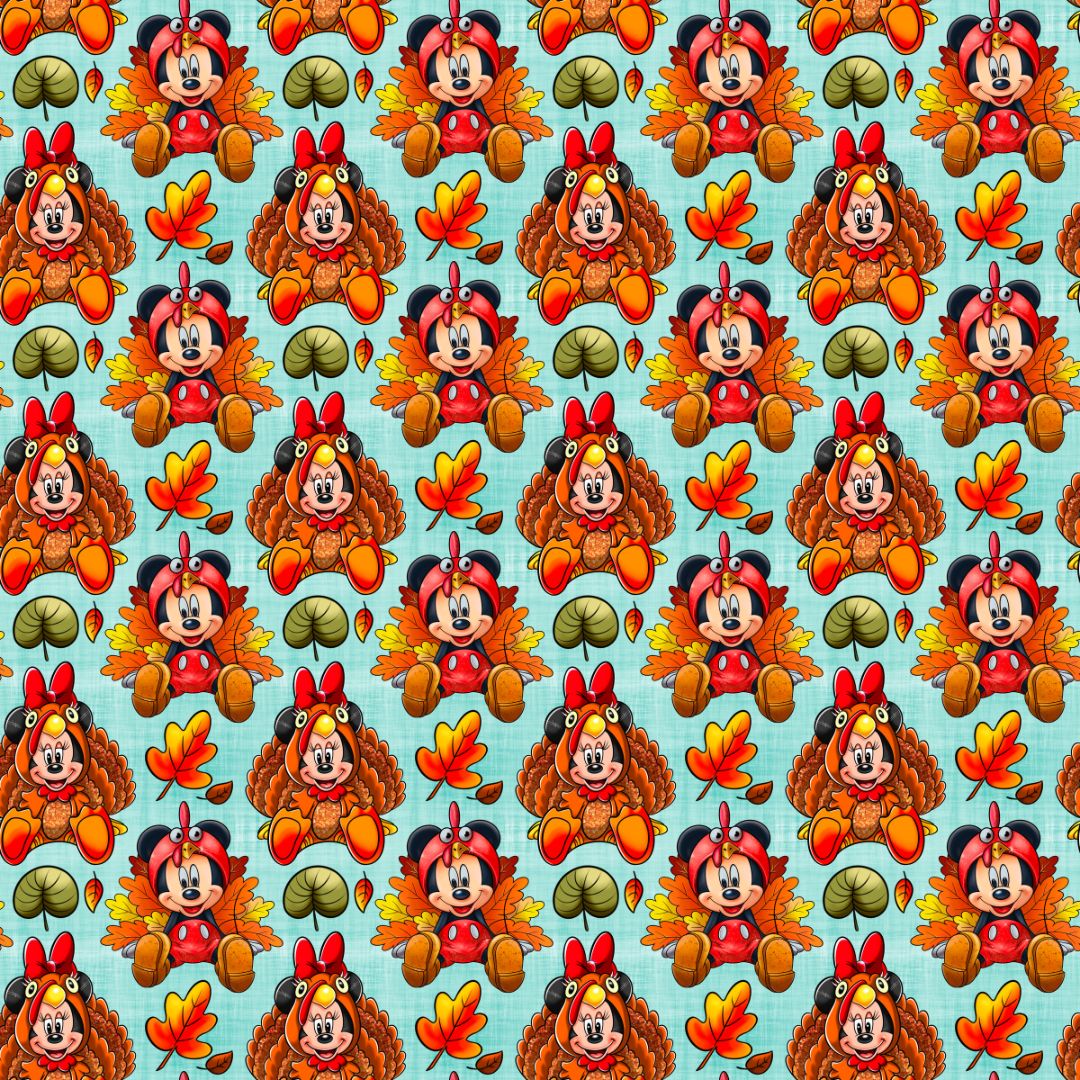 Minnie & Mickey Turkeys 12x12 Patterned Vinyl Sheet