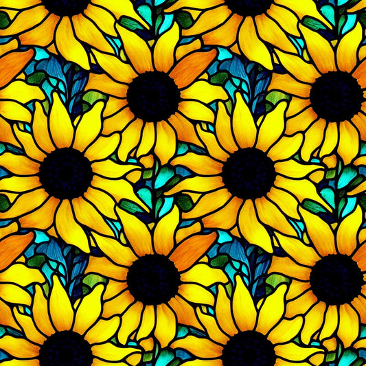 Dark Sunflower Stained Glass 12x12 Patterned Vinyl Sheet