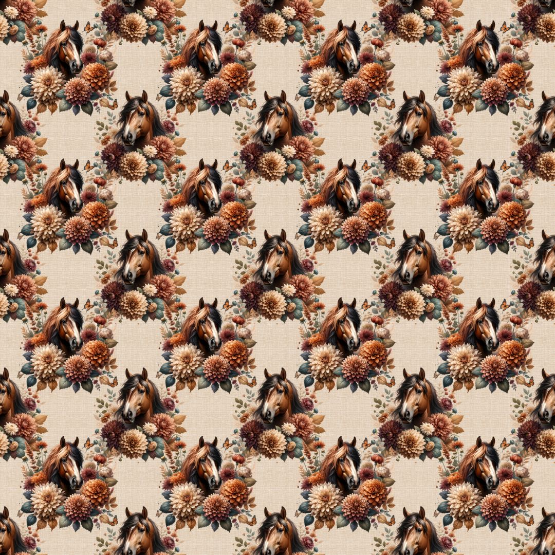 Floral Boho Horses 12x12 Patterned Vinyl Sheet