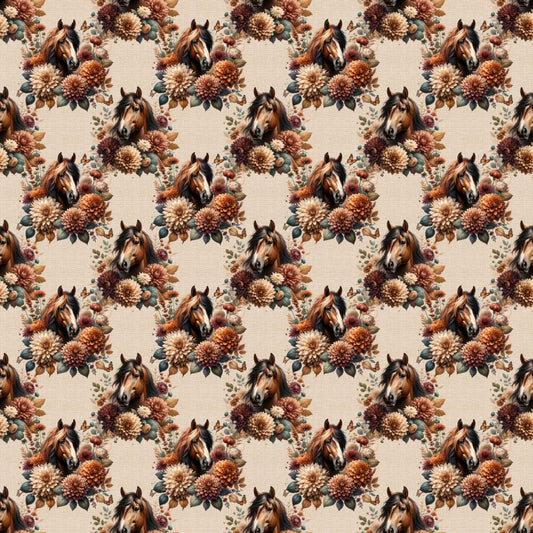Floral Boho Horses 12x12 Patterned Vinyl Sheet