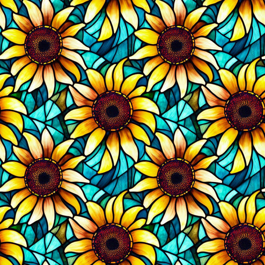 Light Sunflower Stained Glass 12x12 Patterned Vinyl Sheet