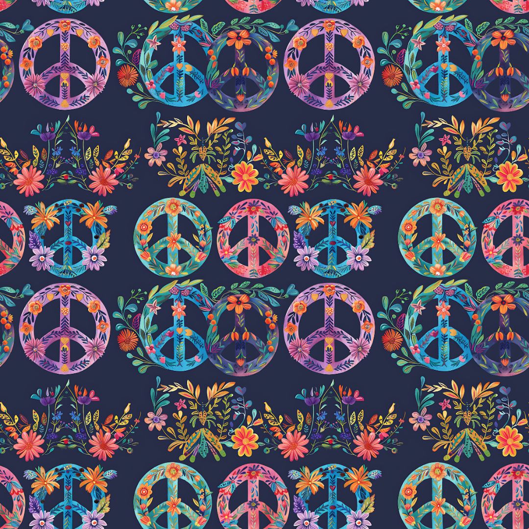 Floral Peace Signs 12x12 Patterned Vinyl Sheet