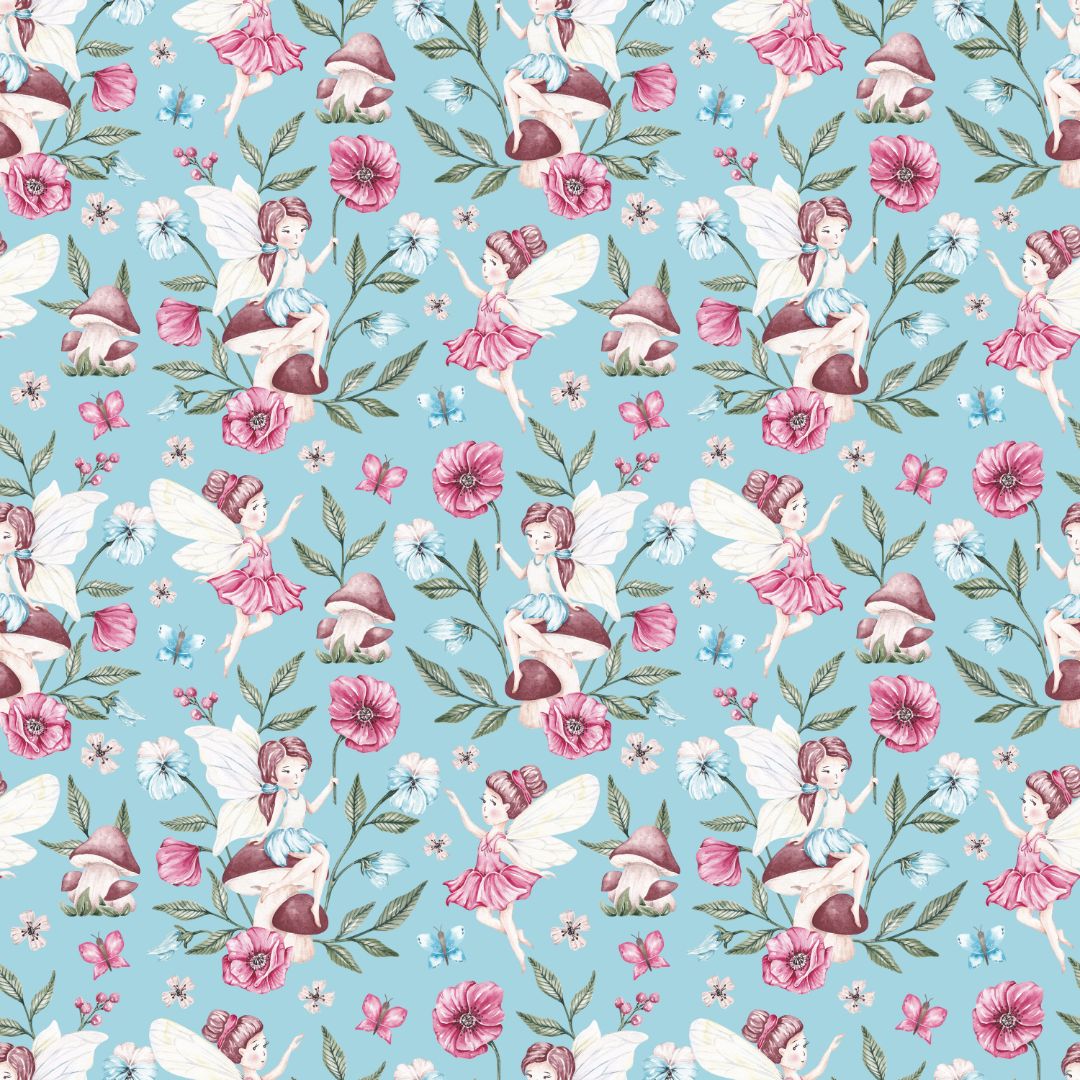Floral Fairy Mushroom 12x12 Patterned Vinyl Sheet