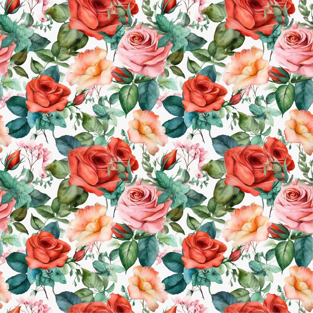 Watercolor Rose Garden 12x12 Patterned Vinyl Sheet