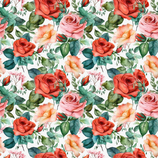Watercolor Rose Garden 12x12 Patterned Vinyl Sheet