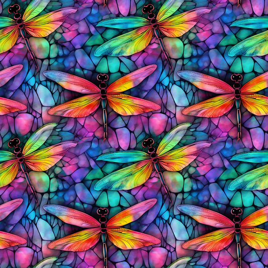 Dragonfly and Gemstones 12x12 Patterned Vinyl Sheet