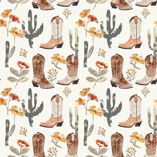 Florals & Cowboy Boots 12x12 Patterned Vinyl Sheet