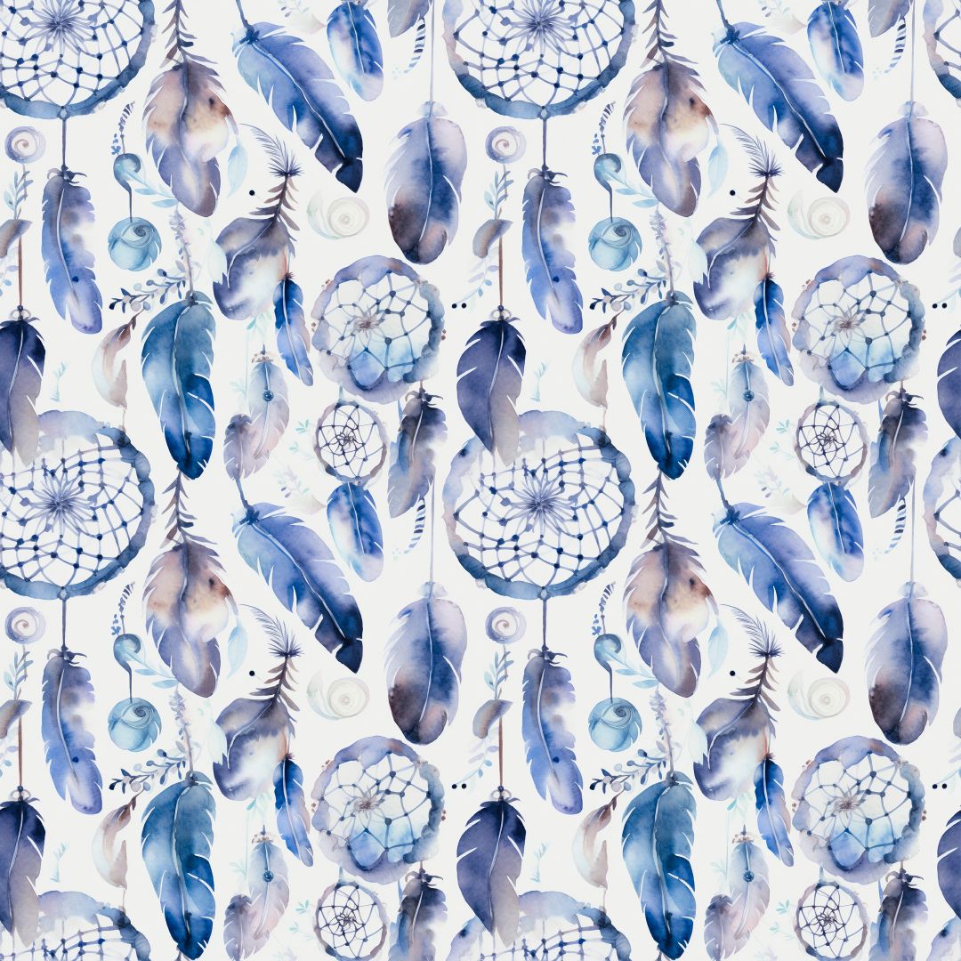 Blue Dreamcatchers White Background 12x12 Patterned Vinyl Sheet