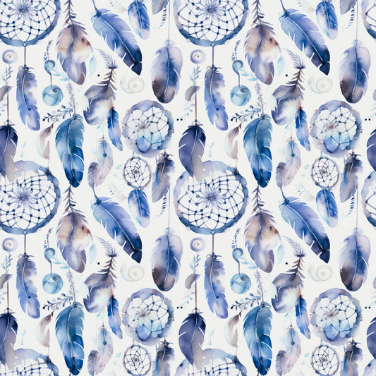 Blue Dreamcatchers White Background 12x12 Patterned Vinyl Sheet
