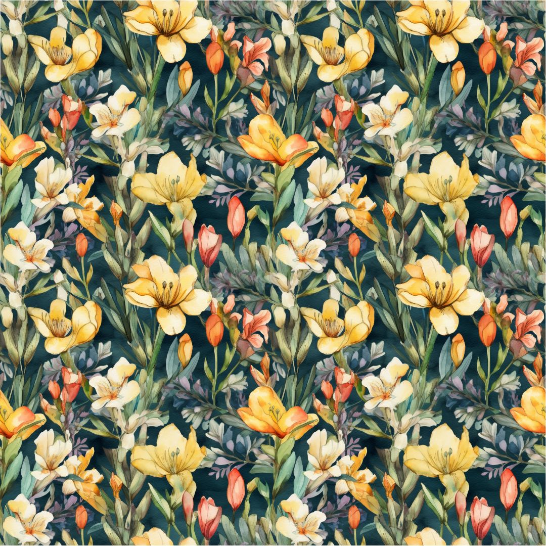 Watercolor Lilies 12x12 Patterned Vinyl Sheet
