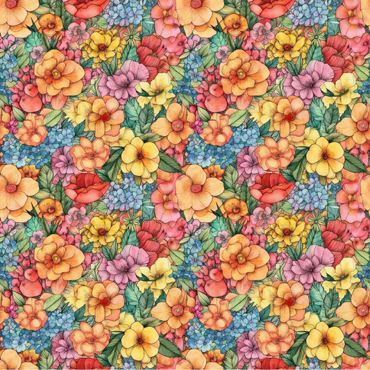 Watercolor Summer Garden 12x12 Patterned Vinyl Sheet
