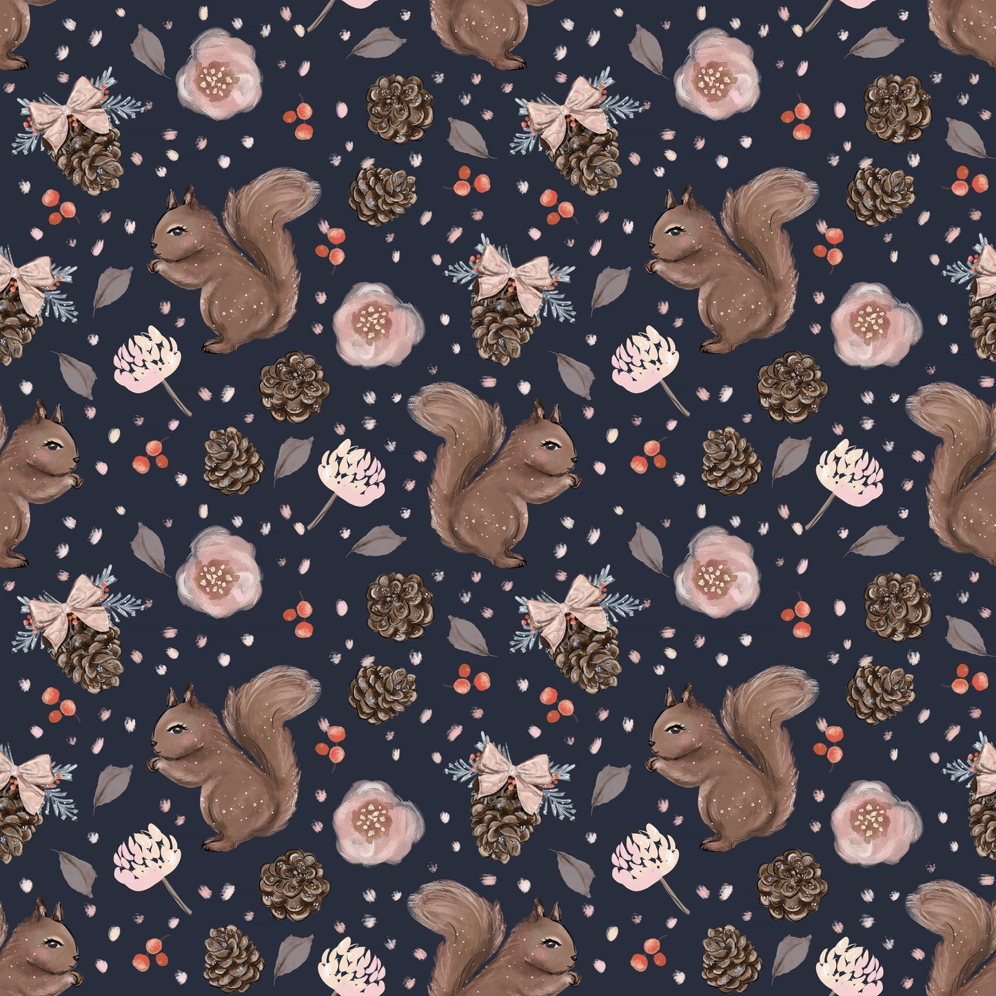 Cozy Winter Squirrels 12x12 Patterned Vinyl Sheet