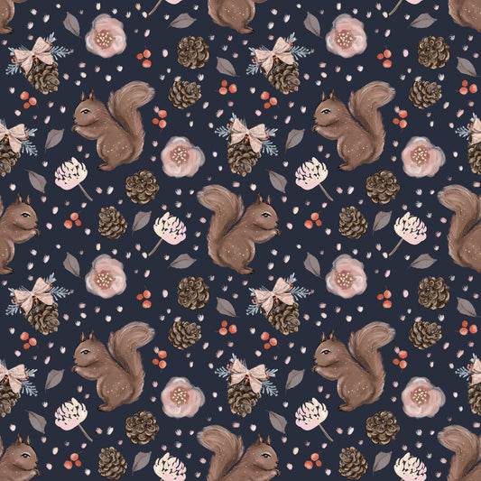 Cozy Winter Squirrels 12x12 Patterned Vinyl Sheet