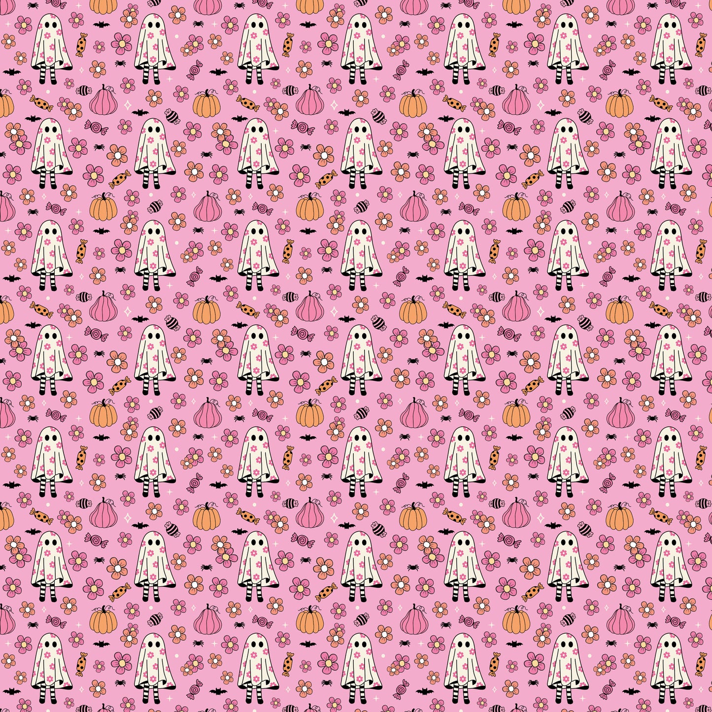 Daisy Ghosts & Pumpkins 12x12 Patterned Vinyl Sheet