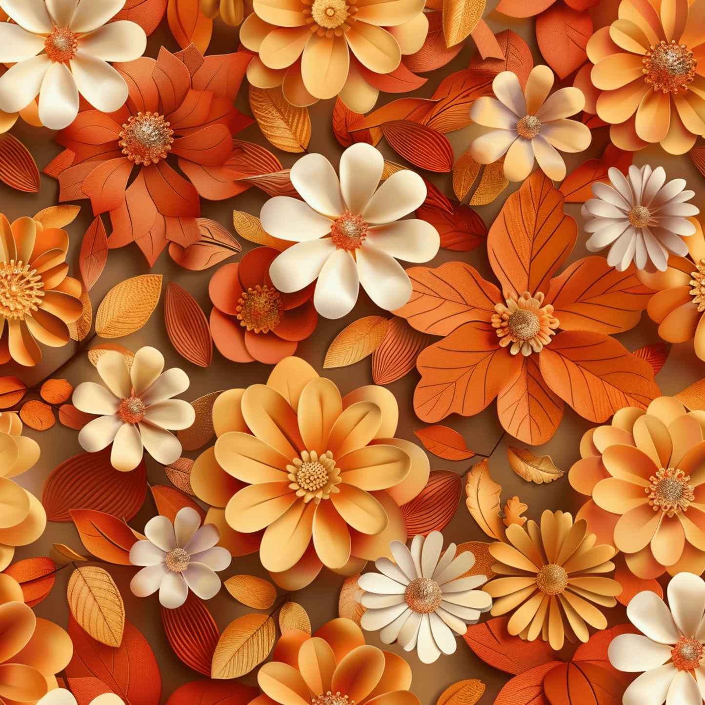 Floral Fall Leaves 12x12 Patterned Vinyl Sheet