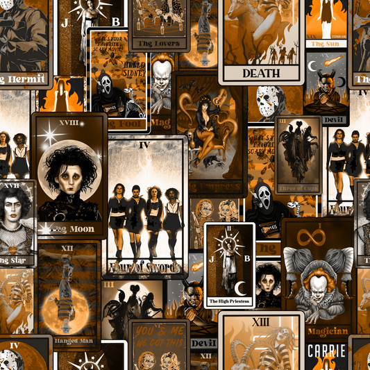 Halloween Movie Tarot Cards 12x12 Patterned Vinyl Sheet