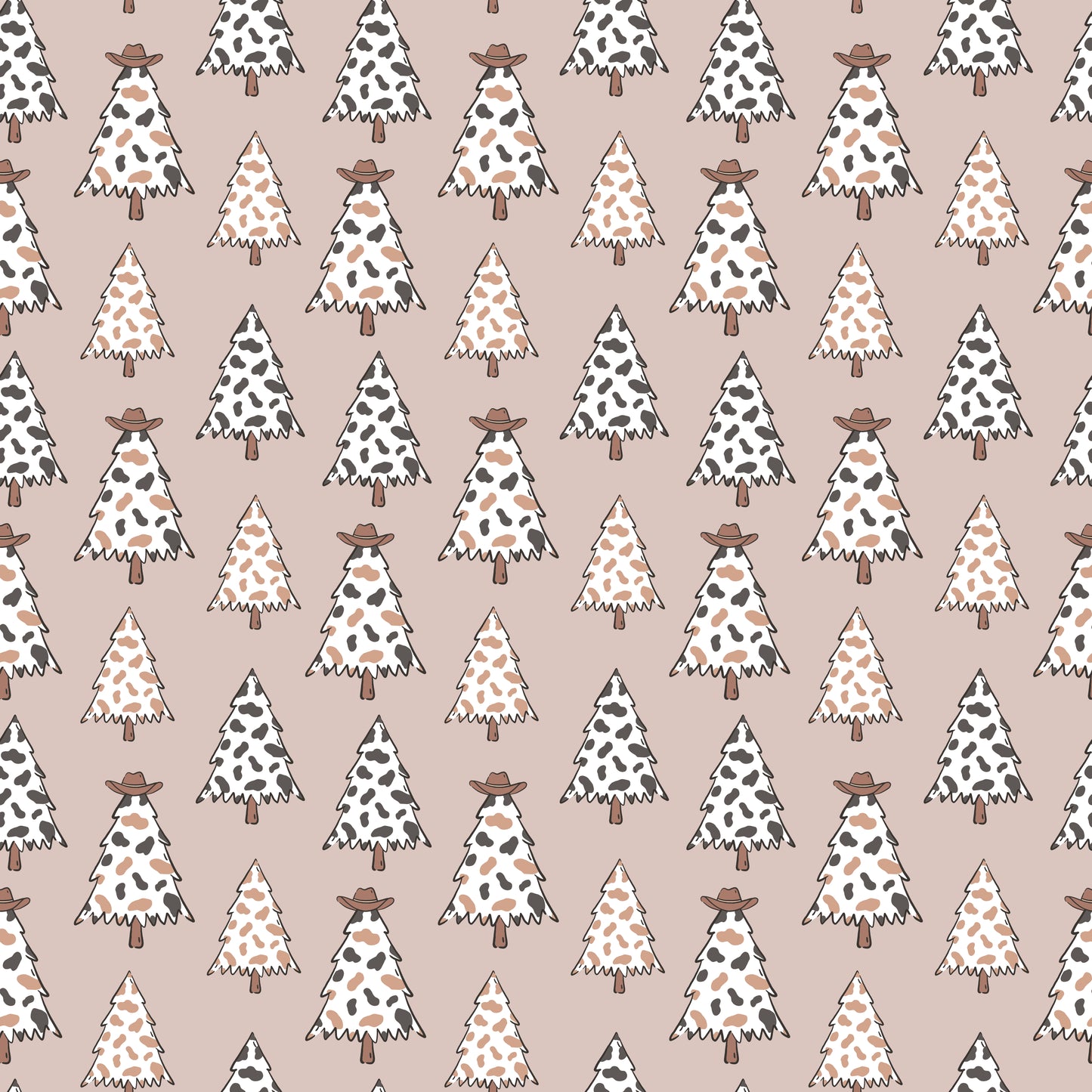 Cow Print Christmas Trees 12x12 Patterned Vinyl Sheet