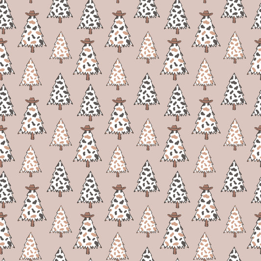 Cow Print Christmas Trees 12x12 Patterned Vinyl Sheet