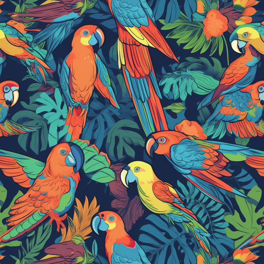 Tropical Parrots 12x12 Patterned Vinyl Sheet
