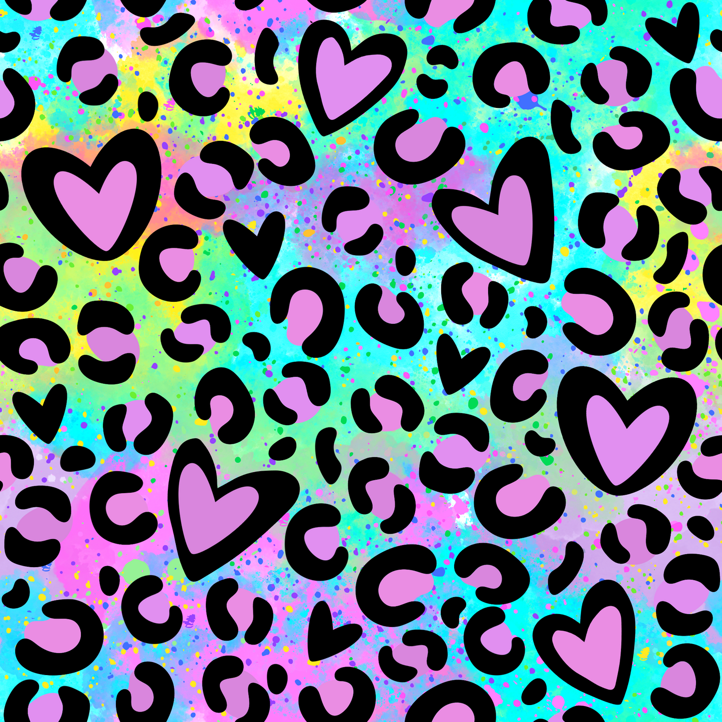 Leopard Rainbow Hearts 12x12 Patterned Vinyl Sheet