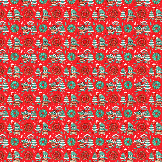 Penguin & Donuts Christmas 12x12 Patterned Vinyl Sheet