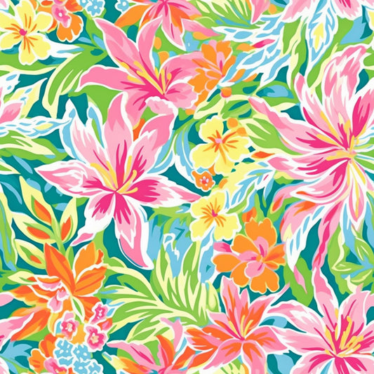 Preppy Bouquet of Spring Florals 12x12 Patterned Vinyl Sheet