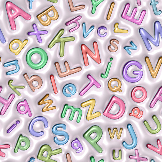 Faux Puffy Alphabet Letters 12x12 Patterned Vinyl Sheet