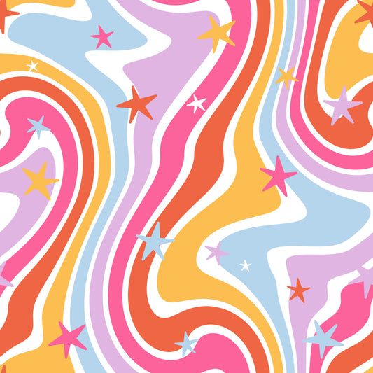 Retro Stars & Swirls 12x12 Patterned Vinyl Sheet