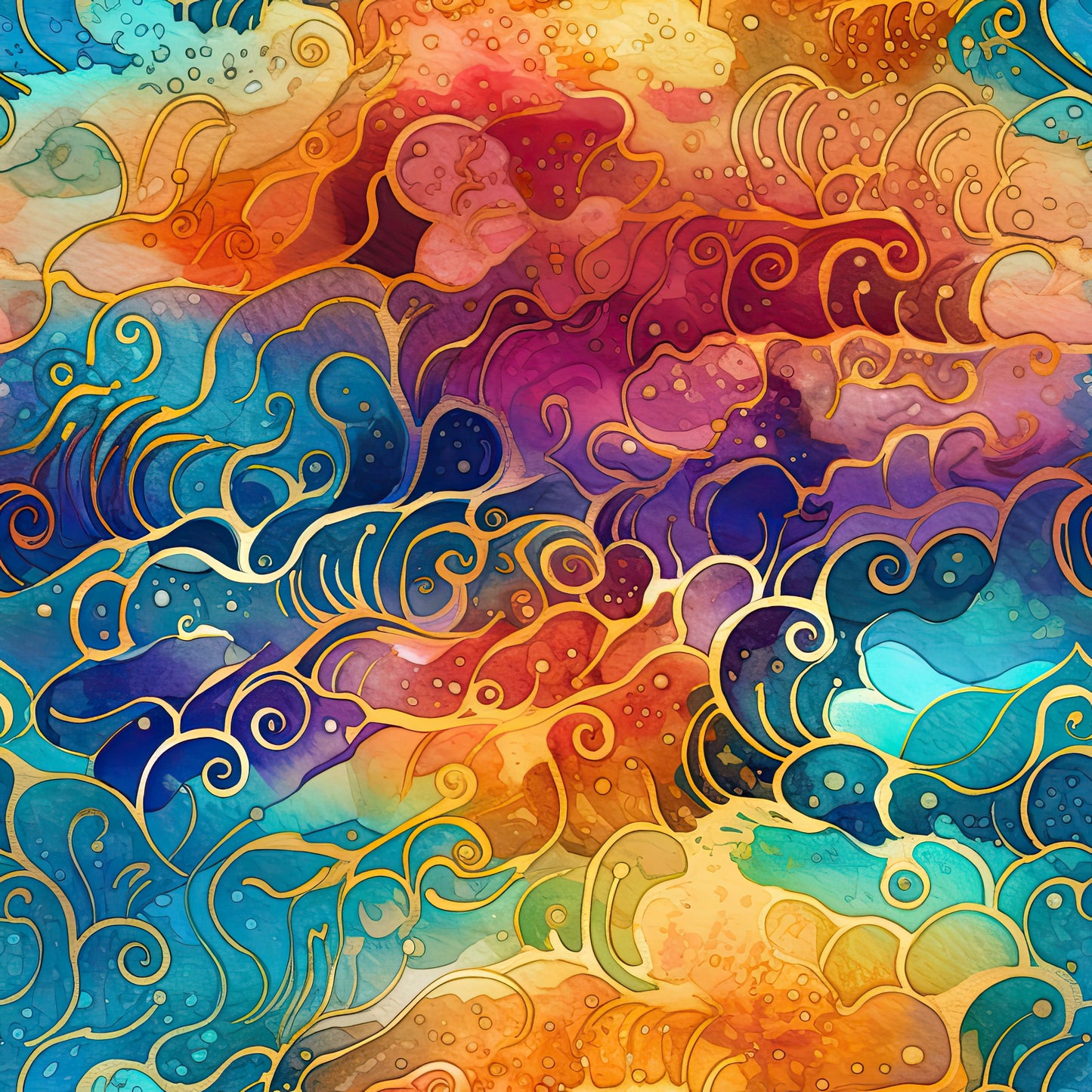 Rainbow Agate Swirly Waves 12x12 Patterned Vinyl Sheet