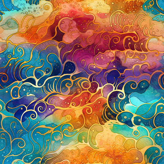 Rainbow Agate Swirly Waves 12x12 Patterned Vinyl Sheet