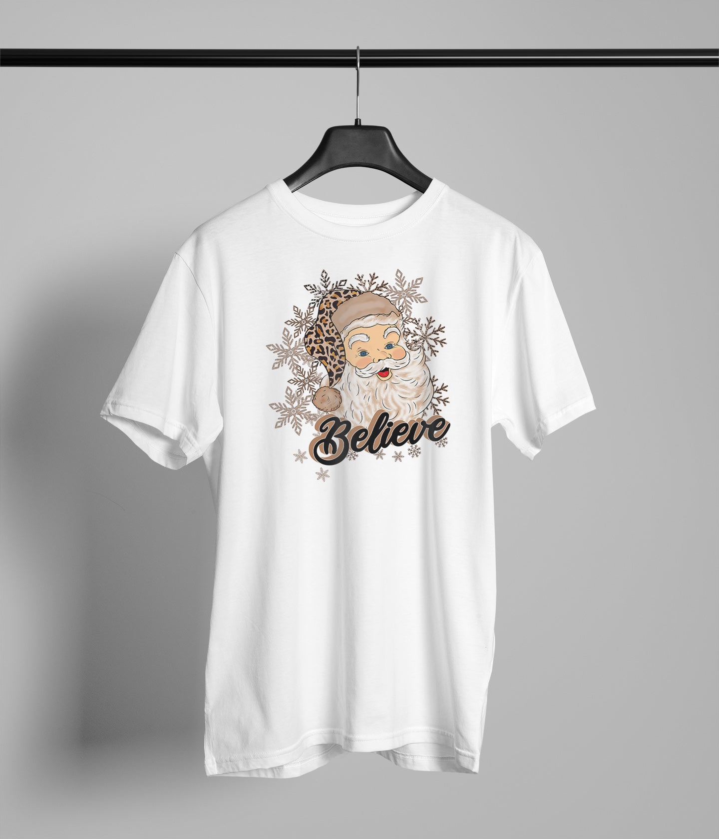 Believe Leopard Print Santa Claus