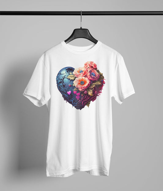 floral blue heart