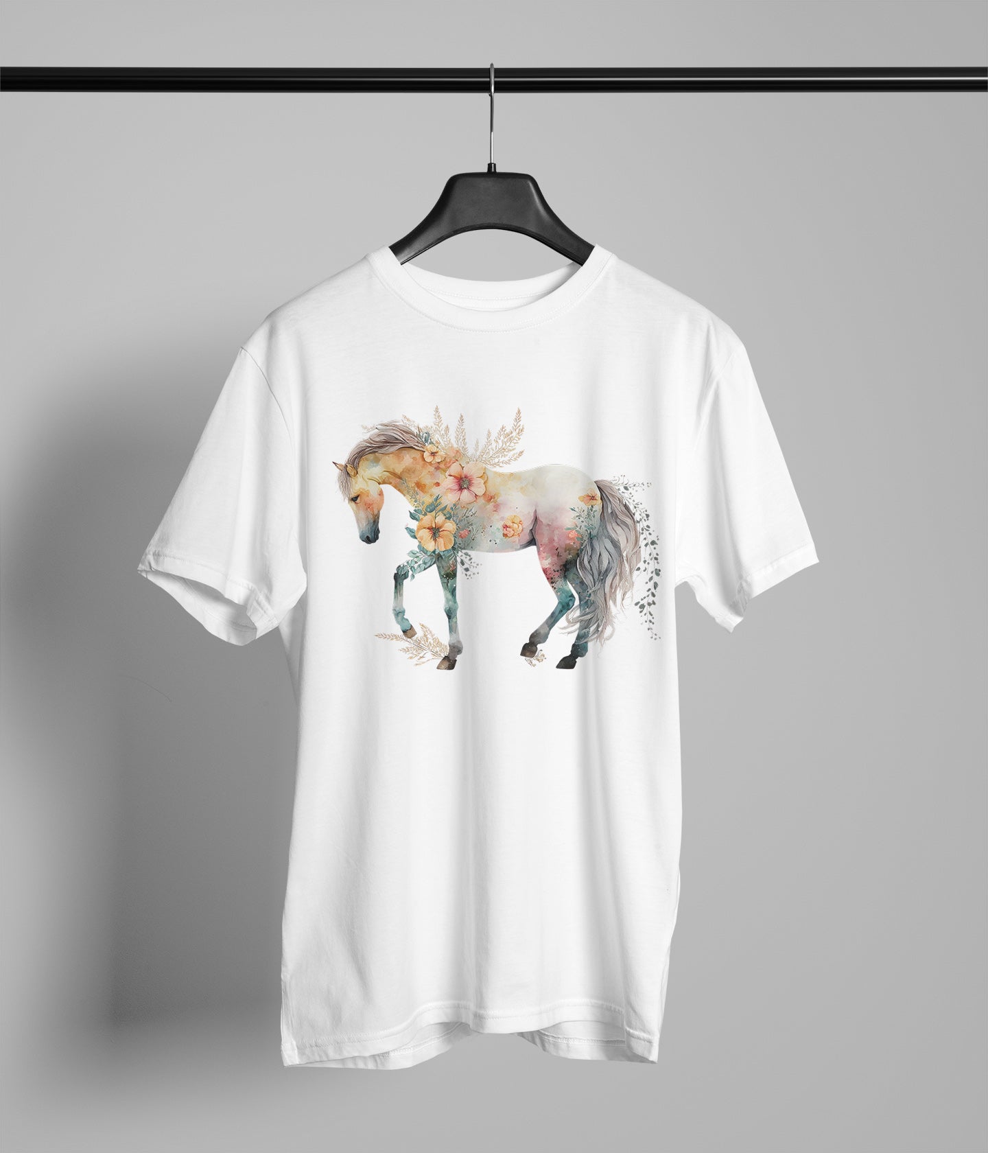 Pink And White Floral Horse