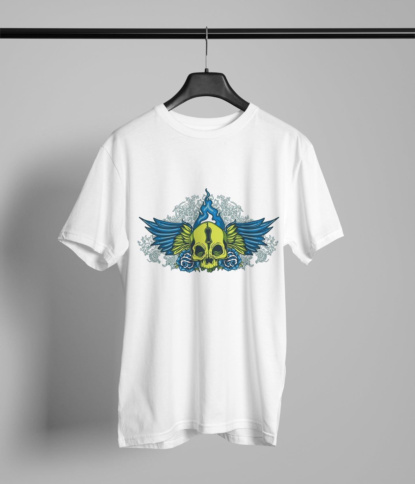Yellow Blue Skull Wing Flower