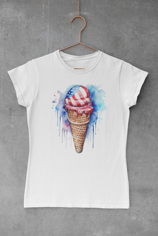 Patriotic Ice Cream Cone  Transfer