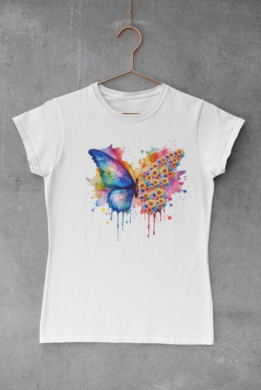 Watercolor Butterflies with Sunflowers Transfer