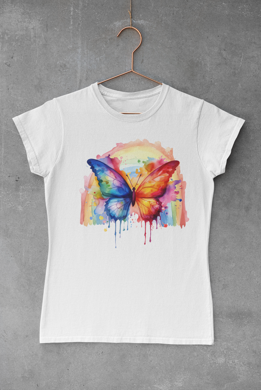 Watercolor Rainbow Butterfly Transfer