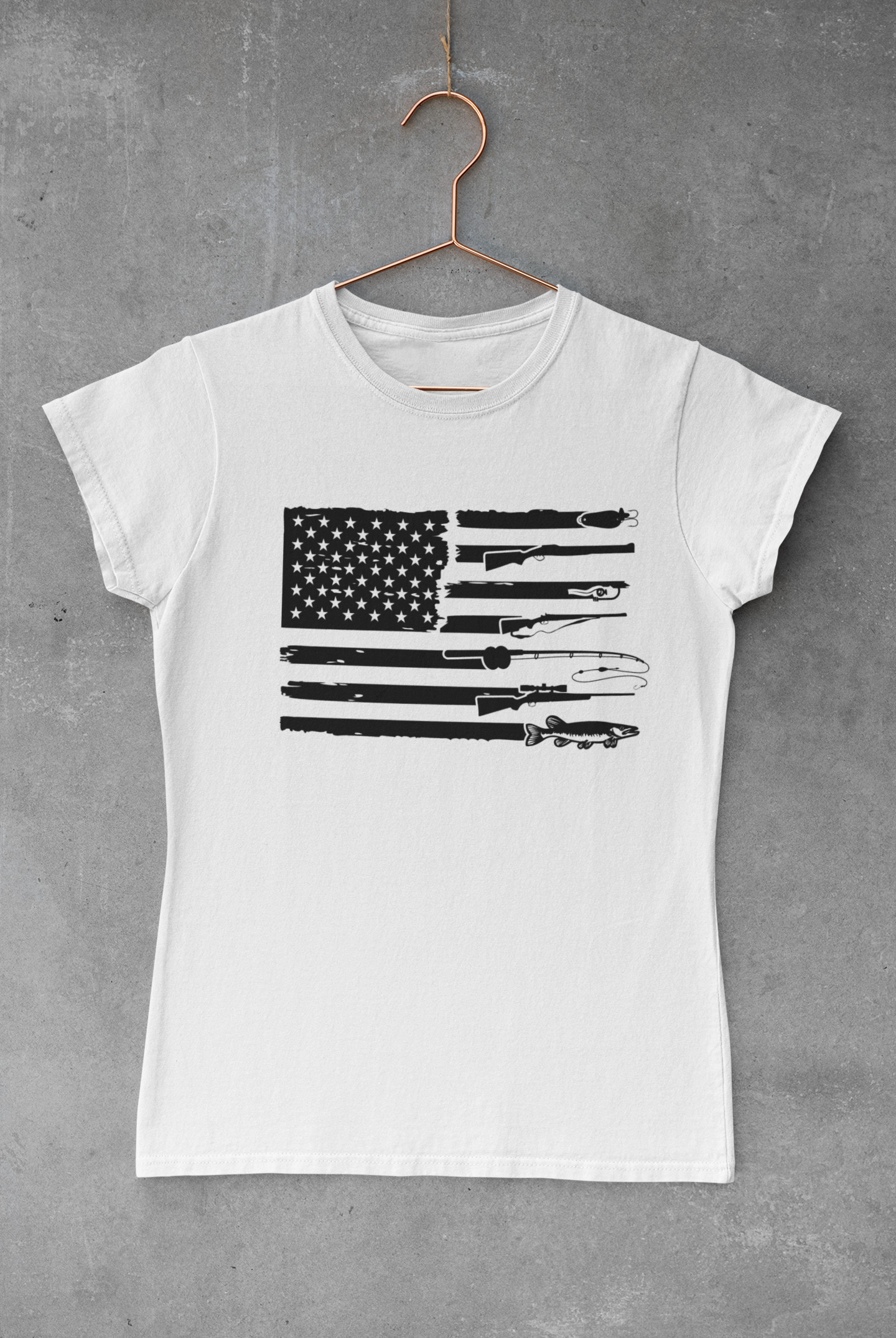 USA Flag with Fishing Poles Transfer