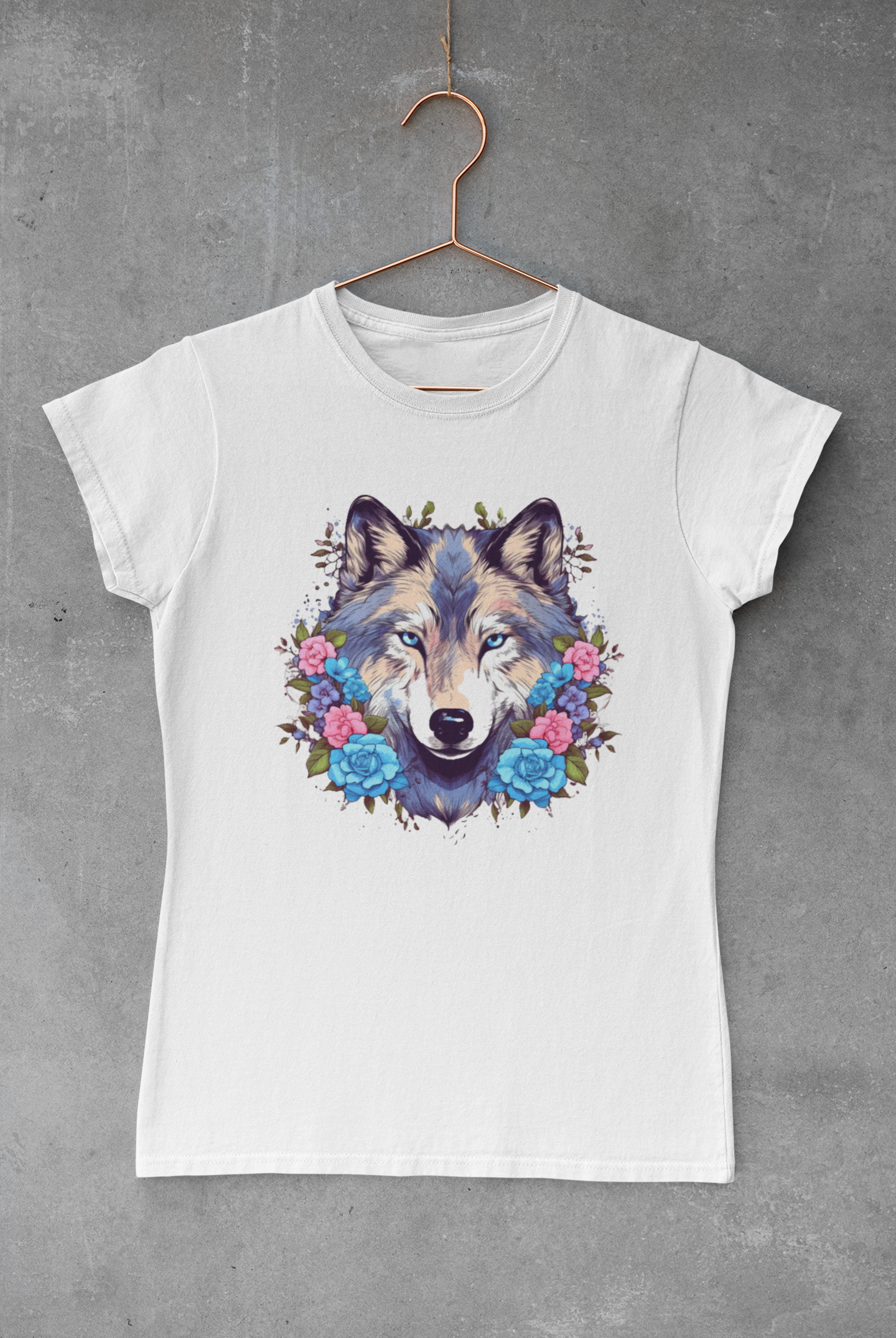 Wolf & Flowers Watercolor Transfer