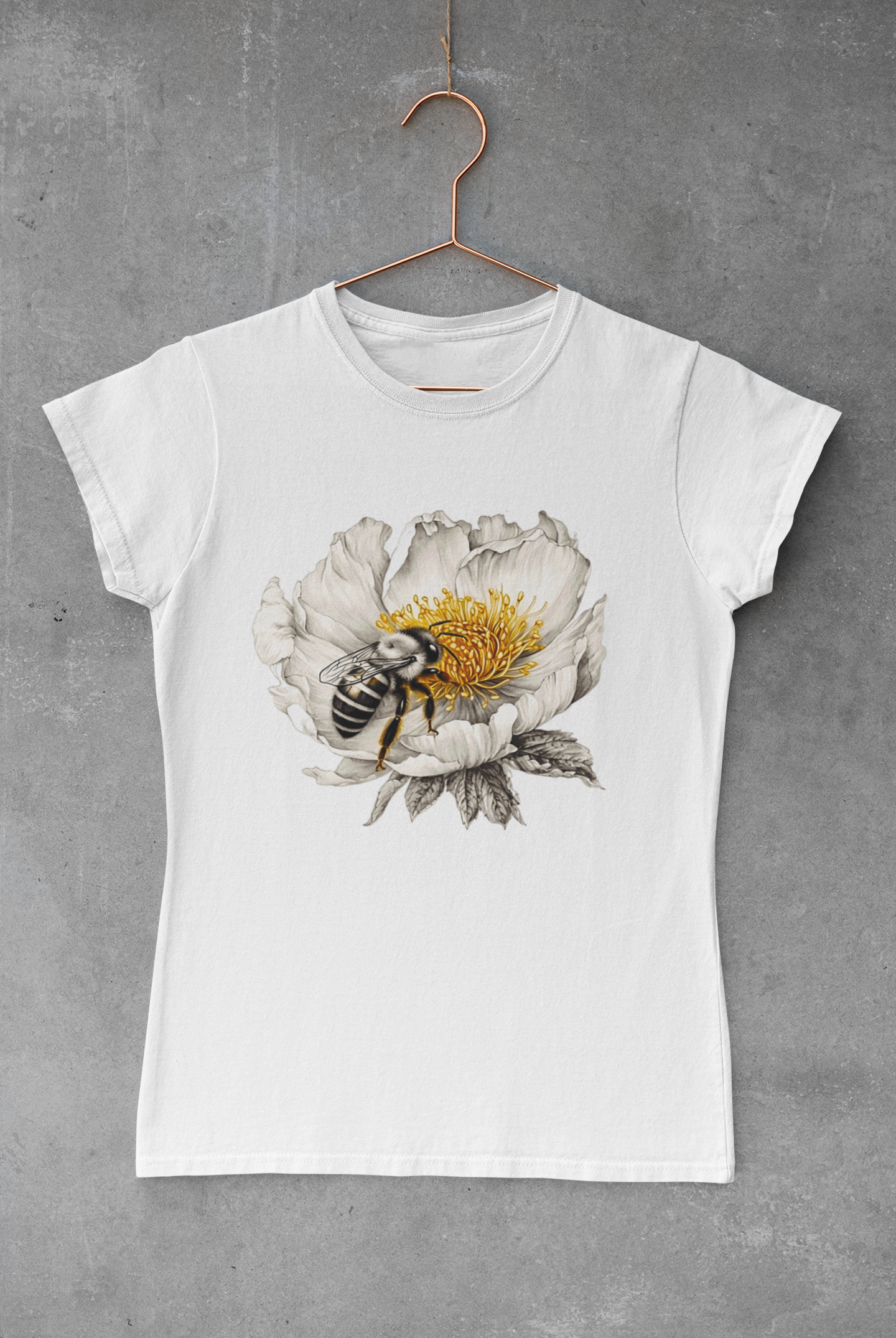 Bee on White Flower Transfer