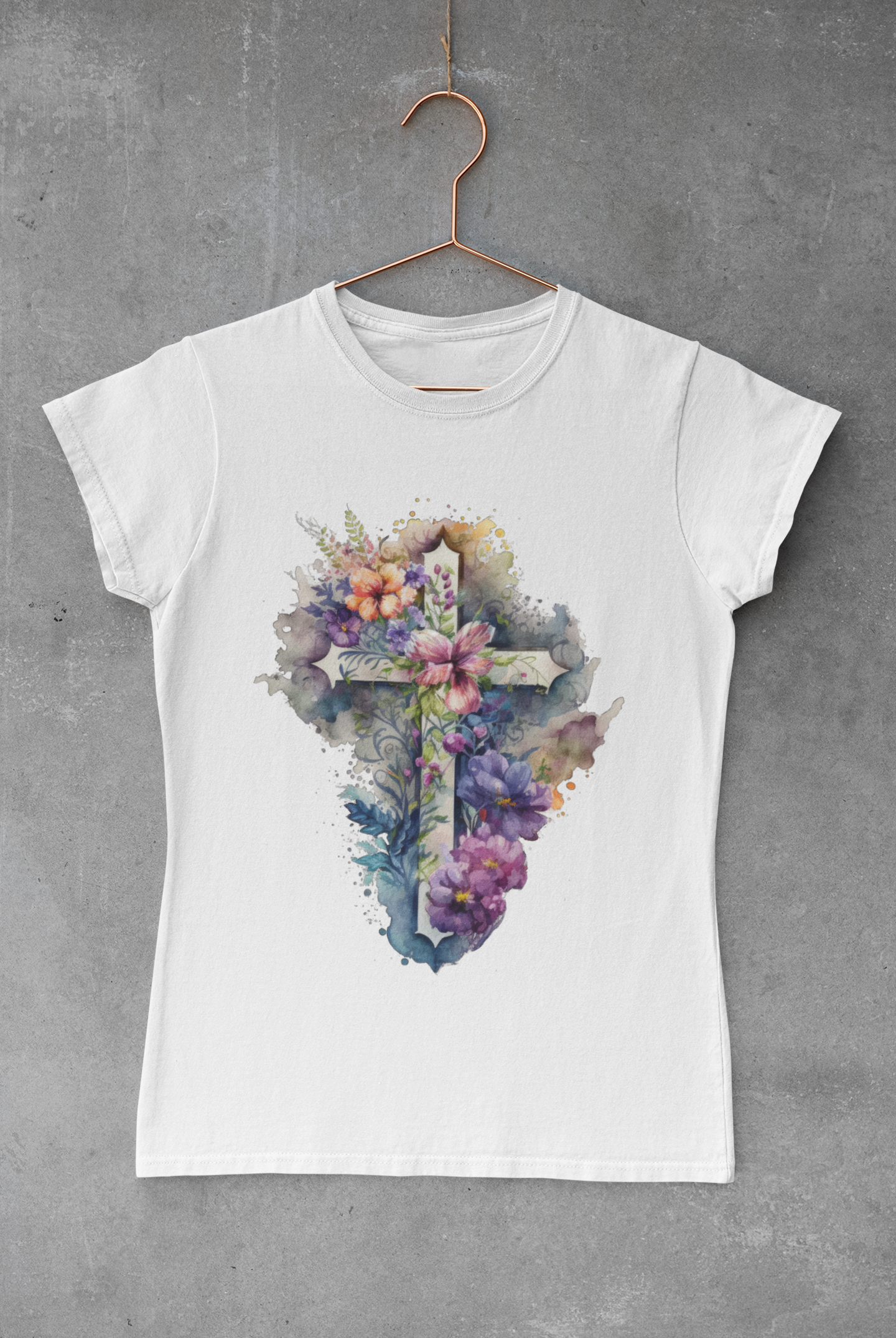 Floral Watercolor Cross Transfer