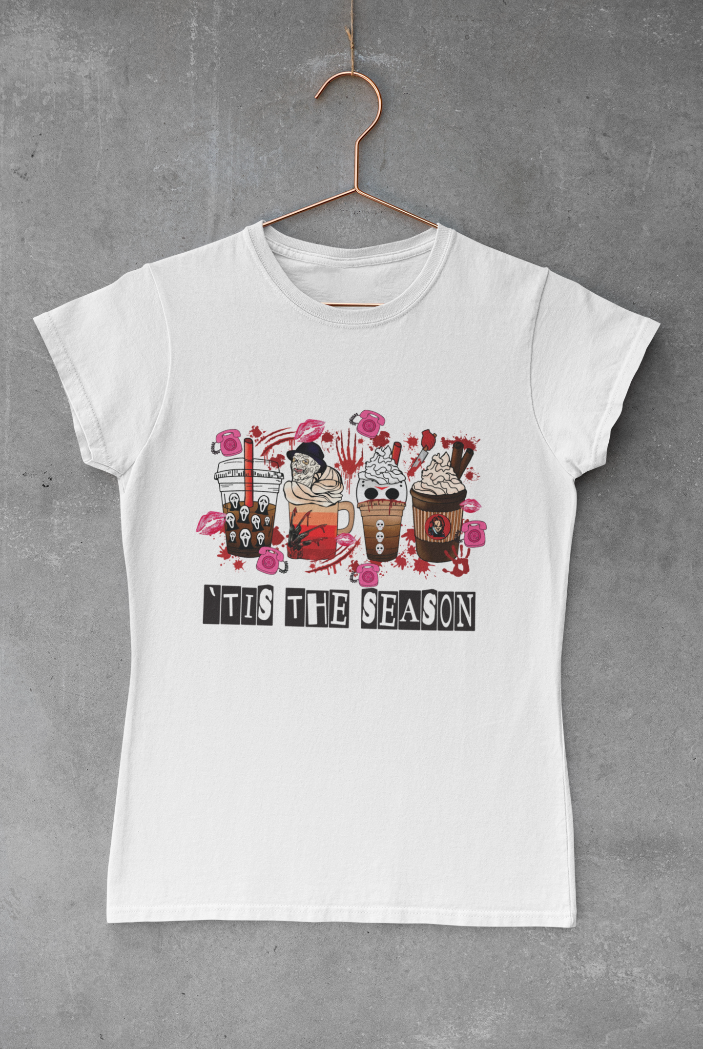 Pink Tis the Season Horror Coffee Transfer