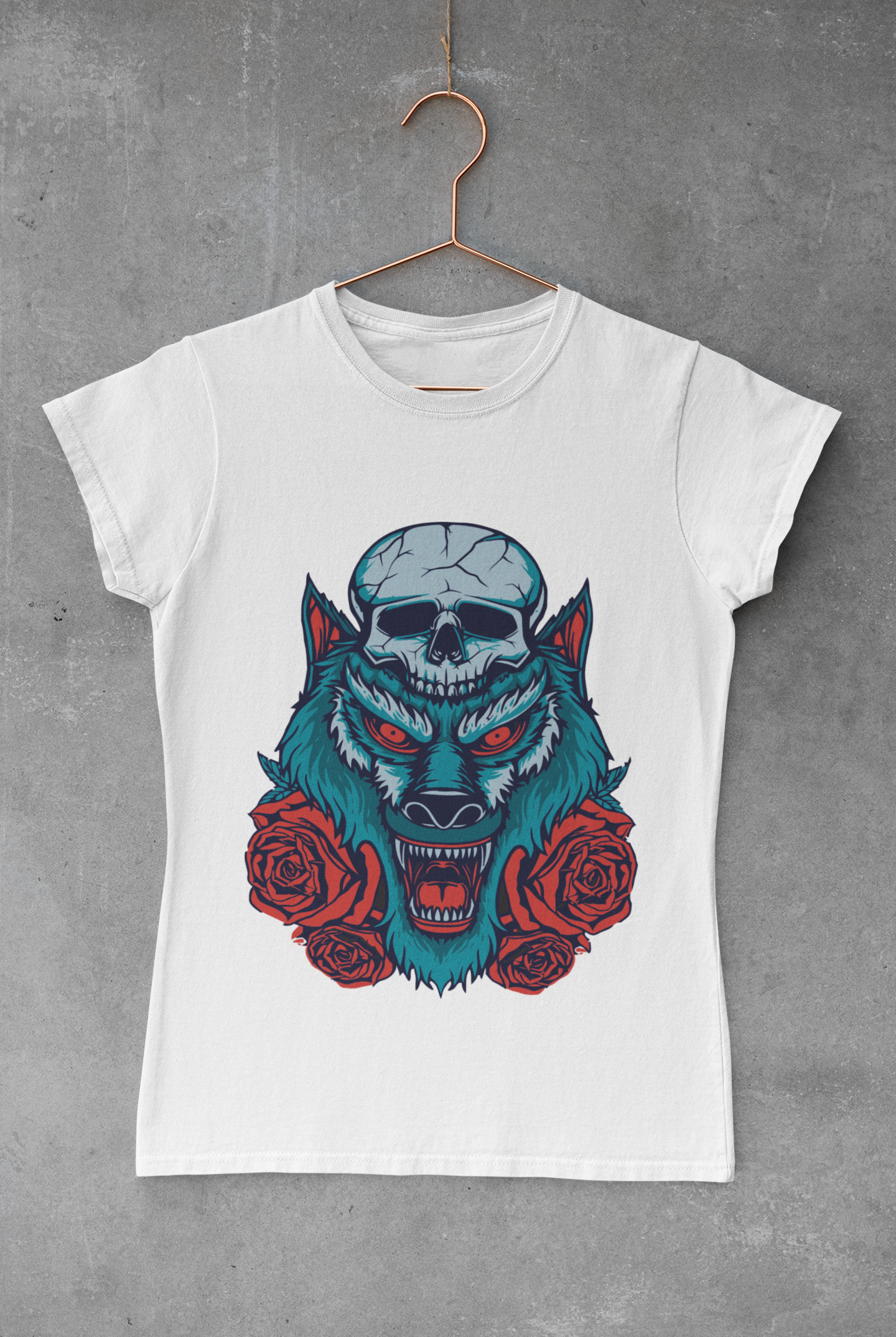 Floral Skull Wolf Transfer