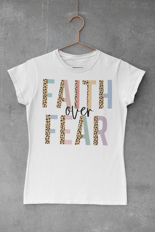 Faith Over Fear Leopard Print Transfer